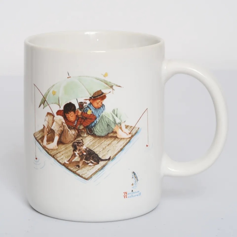 Vintage 1987 Norman Rockwell Fisherman's Paradise Coffee Mug